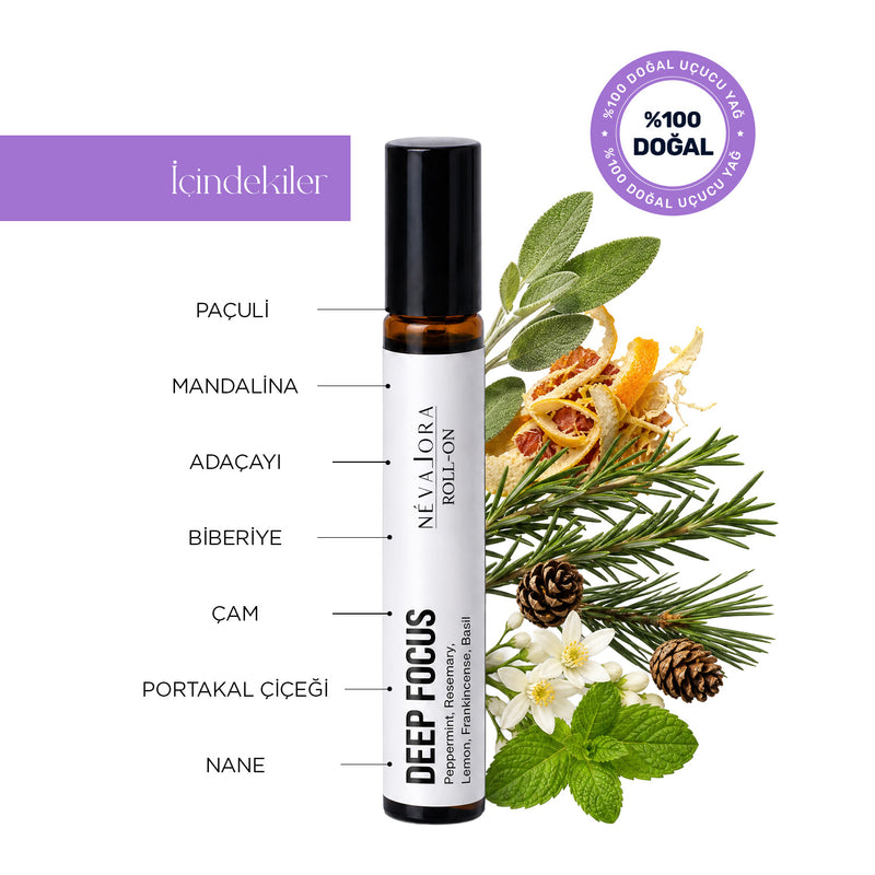 DEEP FOCUS – Odaklanma Temalı Aromaterapi Roll-On | %100 Doğal Uçucu Yağ | 10 ml